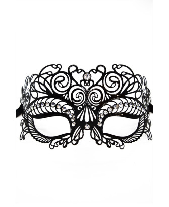 Masque vénitien Giulia rigide noir avec strass  